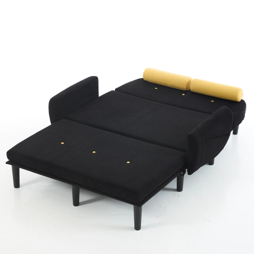 Divano letto Loveseat nero con vano - Zephmum