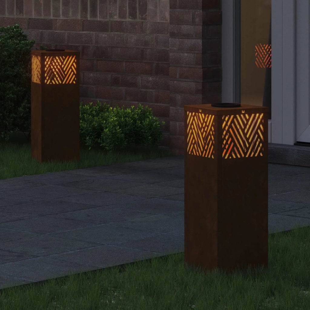 Faro LED solare per sentieri 2 pcs Bronzo 879729