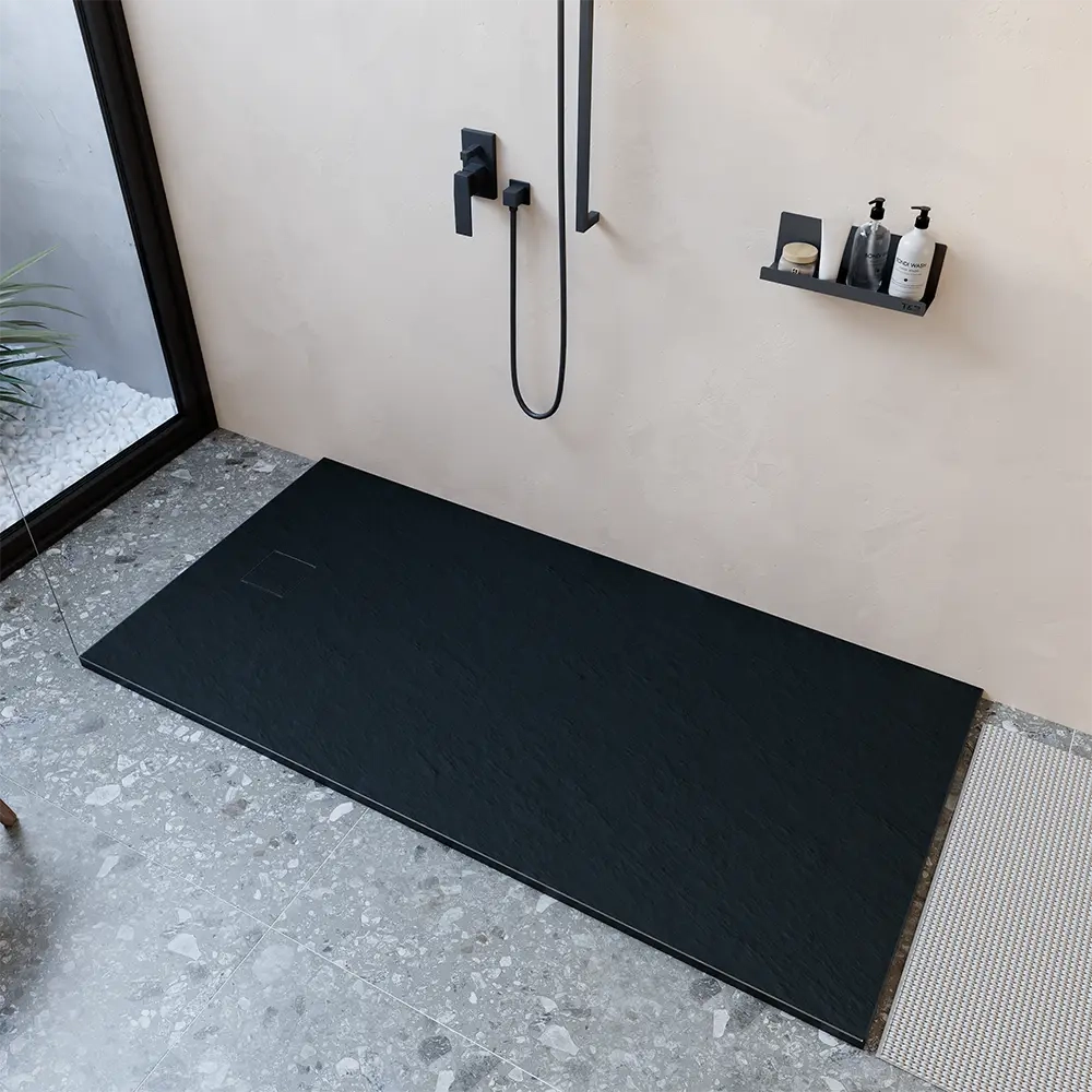 Piatto doccia 70x160 cm colore nero effetto pietra | Samos