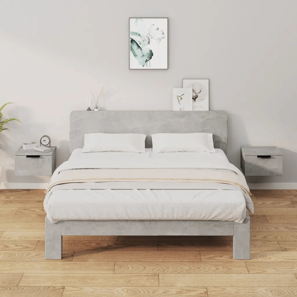 Comodini a Muro 2 pz-Set di 2 Tavolino da notte Grigio Cemento 34x30x20 cm