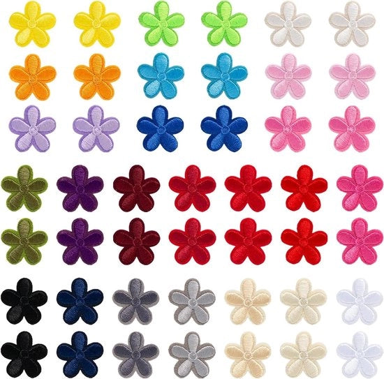 Set di 46 patch per stiratura per bambini con rose, margherite e margherite del campo