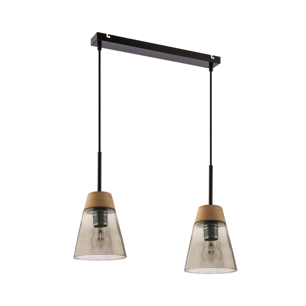 Lampada a sospensione scandinava nera 2xE27 Domino Jupiter