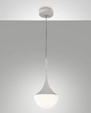Lampada a Sospensione Apollo in Metallo e Vetro Soffiato Bianco - Design Moderno E27, Struttura Regolabile 2000mm, Ideale per Illuminazione Interni