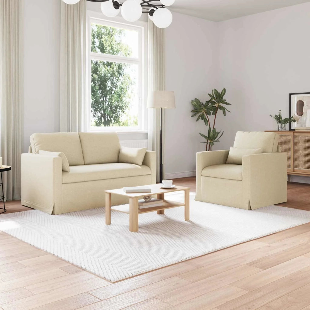 Set di divani 2 pcs Crema 139 x 78 x 80 cm Tessuto 3407498