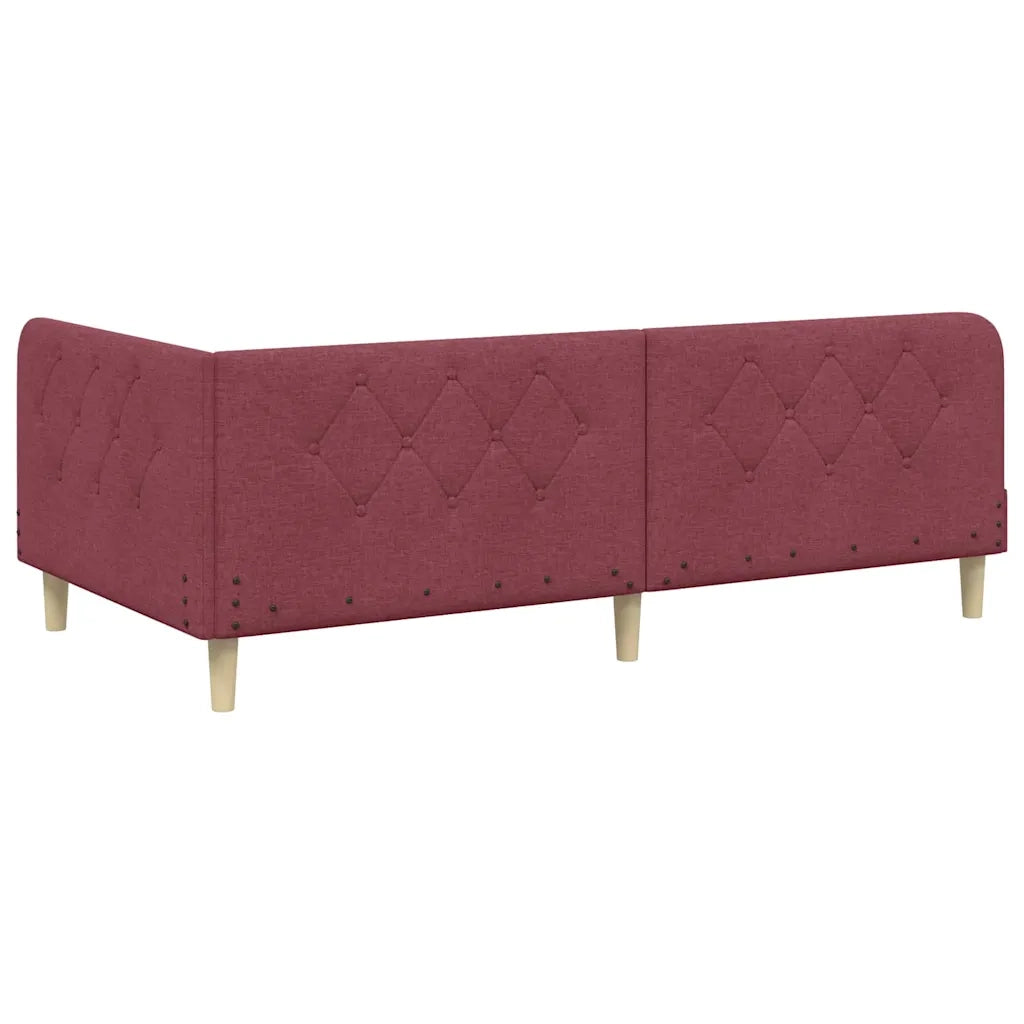 Cornice del letto ad angolo Rosso Vino 90 x 190 cm Tessuto 3394112