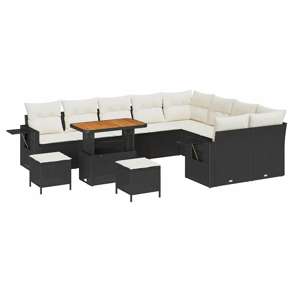 Set Divano da Giardino 12 pcs Nero polyrattan 3361785