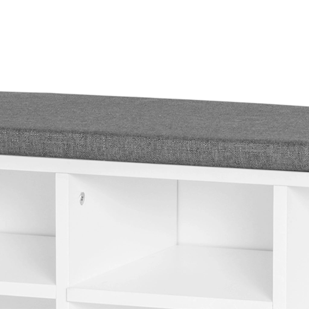 Scarpiera Panchina 8-10 Paia di Scarpe Ripiani Regolabili, Legno, Bianco, 104 x 30 x 48 cm
