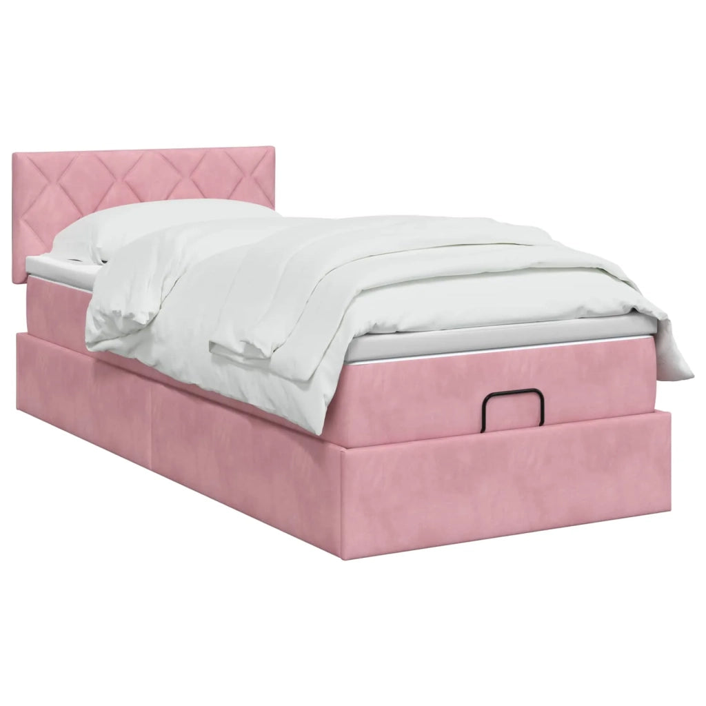 Letto Ottomano con Materasso e LED Rosa 80 x 200 cm Velluto 3457178
