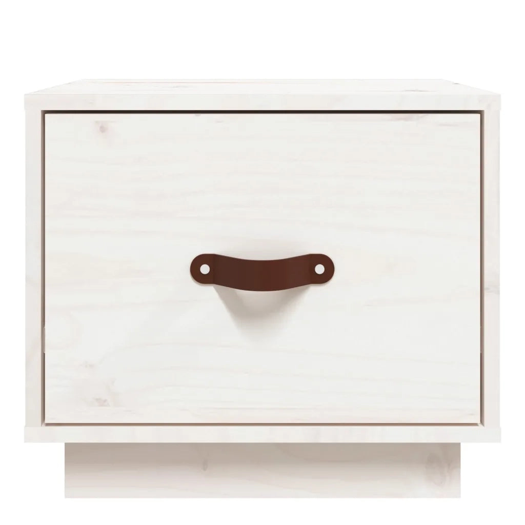 Comodino-Tavolino da notte Bianco 40x34x35 cm in Legno Massello di Pino