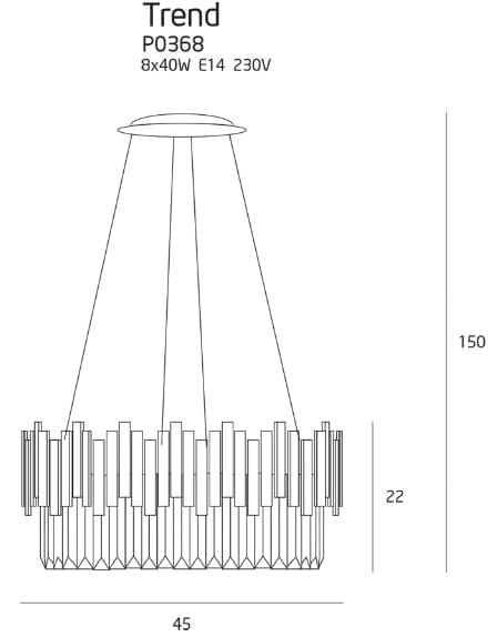 Lampadario glamour tondo oro cristalli 8xE14 Maxlight