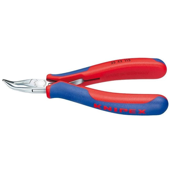 Knipex 35 42 115 Pinza per elettronica con mascelle piatte rotonde angolate a 45° lunghezza 115 mm colore Blu Rosso