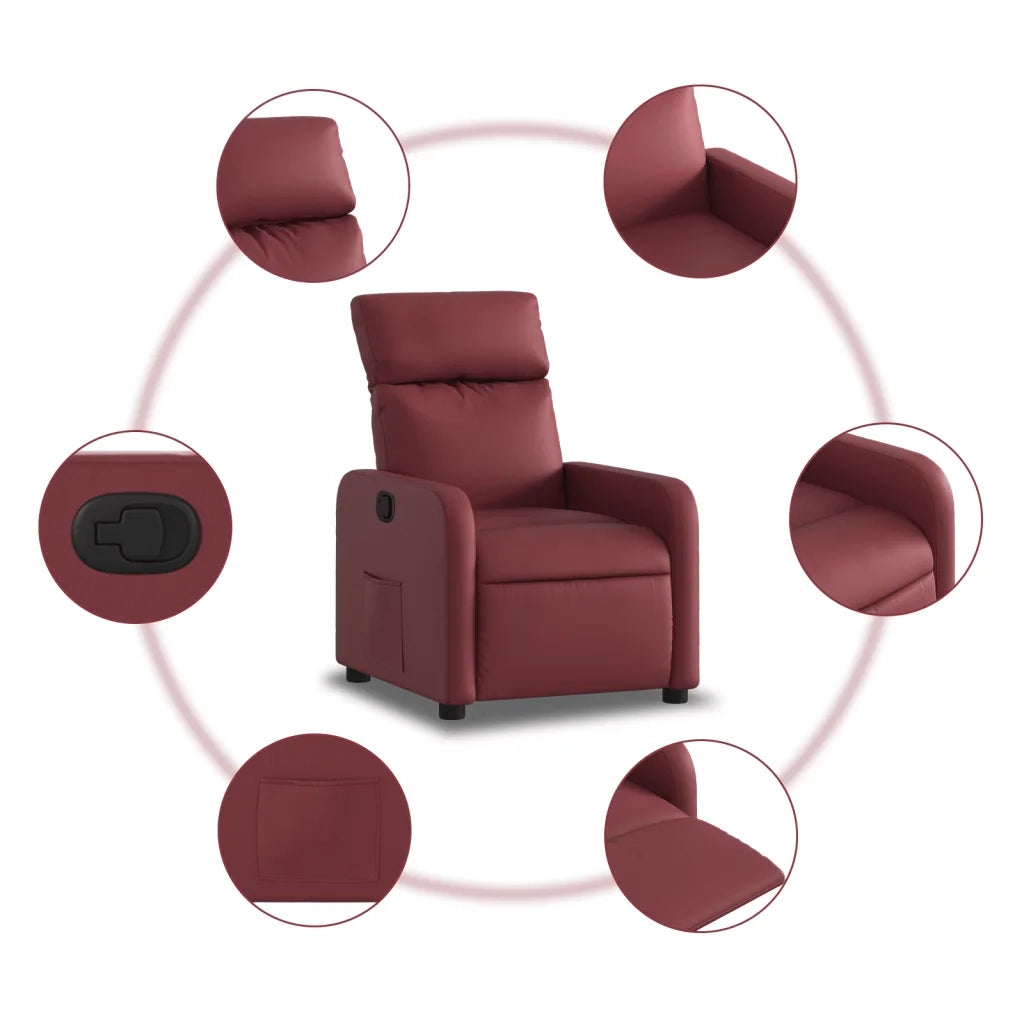 Poltrona Reclinabile Rosso Vino in Similpelle 374187