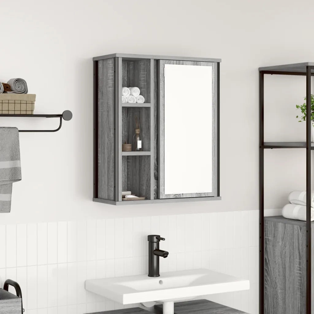 Pensile da Bagno con Specchio-Mobile bagno con specchio Grigio Sonoma 50x21x60 cm