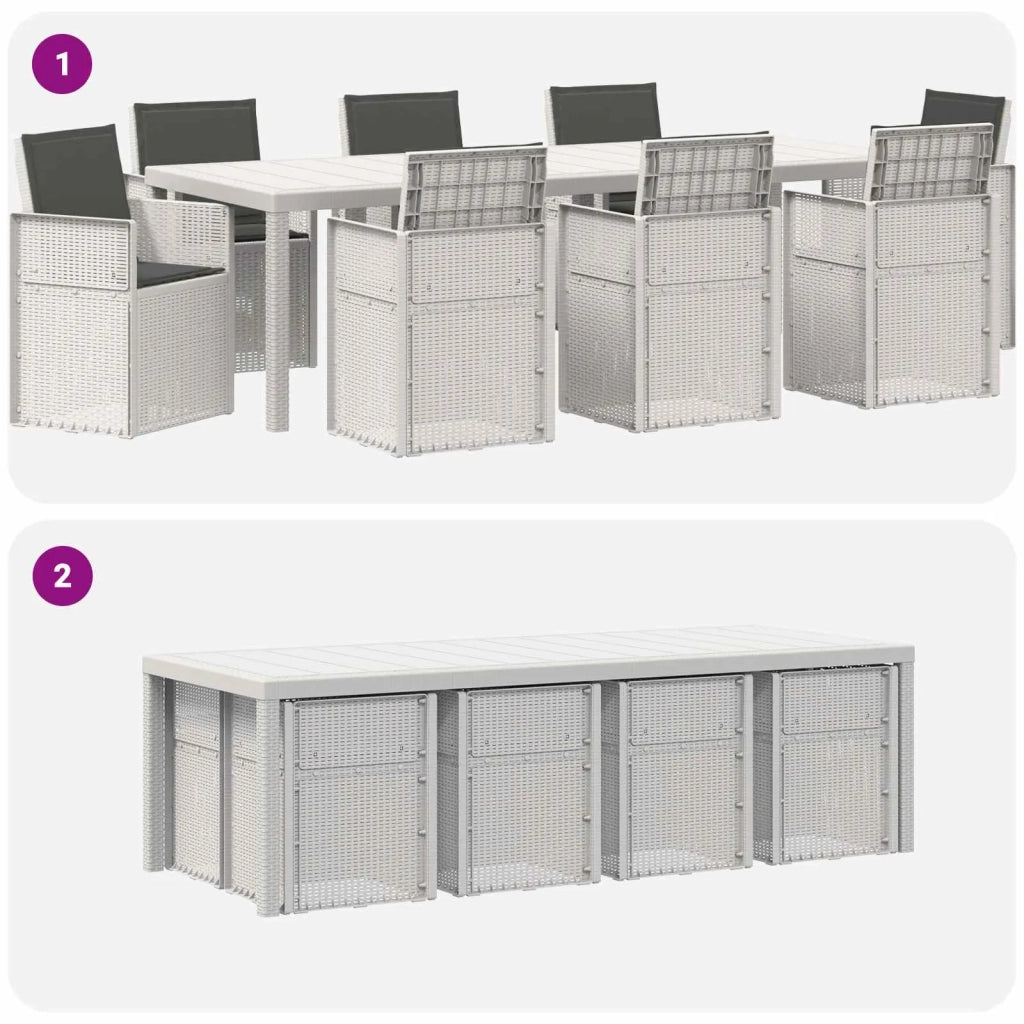 Set da Pranzo per Giardino 9 pcs Bianco e Antracite PP 3430096