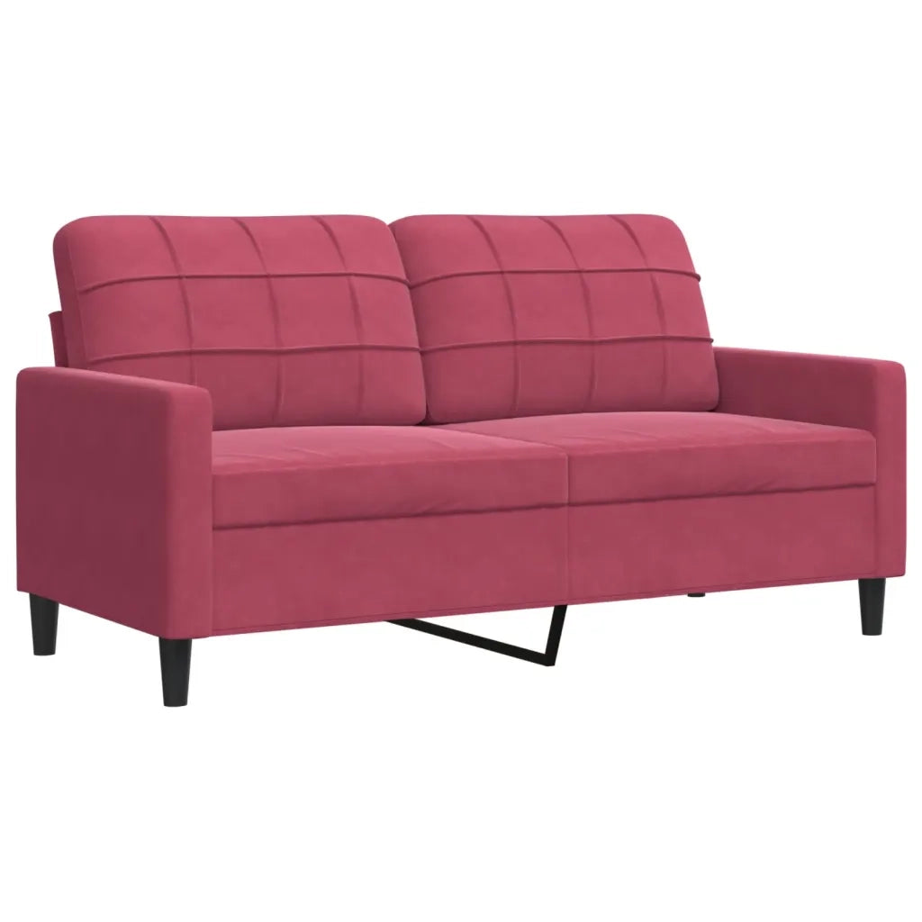 Set di Divani 3 pz con Cuscini e Rinforzi Rosso Vino in Velluto 3278455
