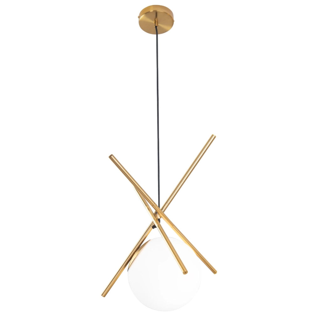 Lampada a sospensione Maxlight Xena ottone sfera bianca