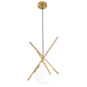 Lampada a sospensione Maxlight Xena ottone sfera bianca
