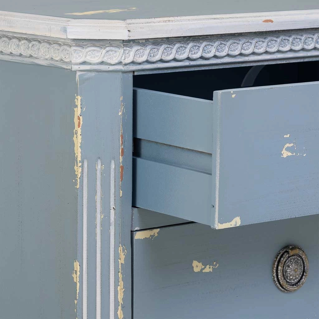 Comodino in legno con 3 cassetti 50x35x60 blu