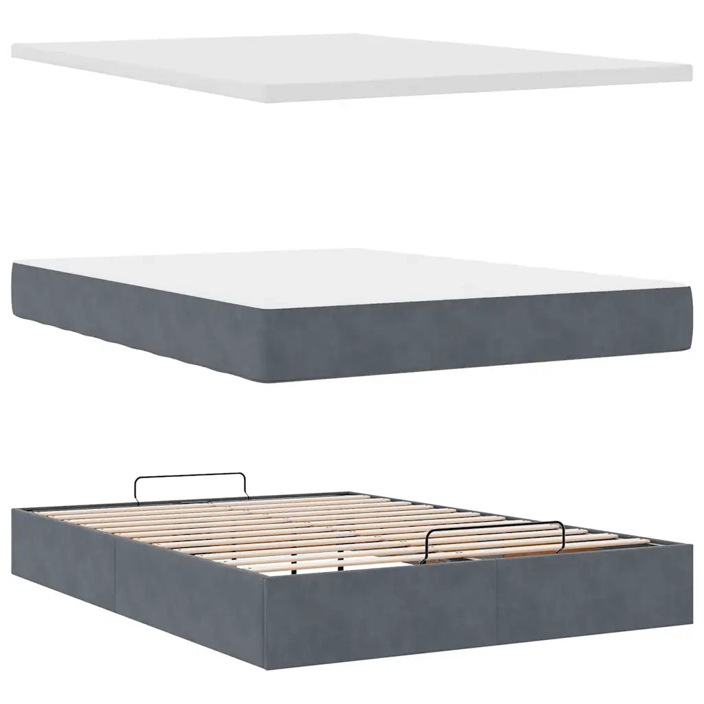 Struttura Letto Pouf con Materasso 140x200 cm in Velluto 3311850