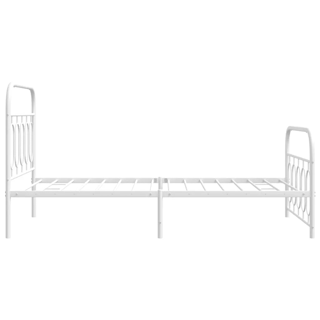 Giroletto con Testiera e Pediera-Struttura Letto Metallo Bianco 100x190 cm 423683