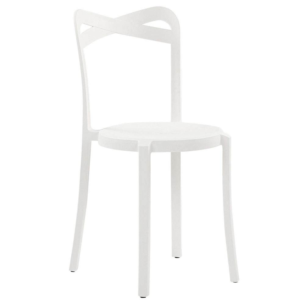 Moderno Set di 4 Sedie da pranzo per Giardino in Plastica Bianco