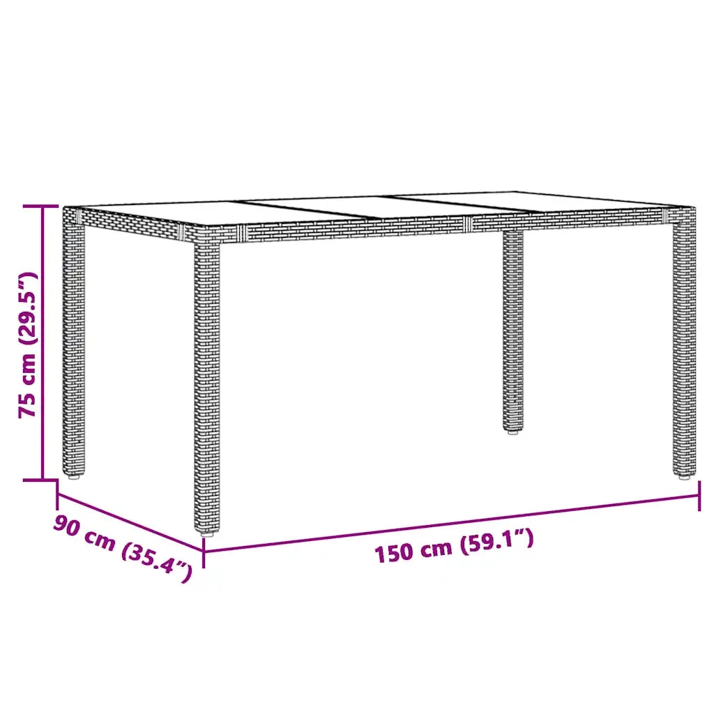 Set da Bistrò da Giardino 7 pz con Cuscini Nero in Polyrattan 3277138