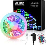 Striscia Led 3 Metri - Striscia Led 5050 RGB di Alta Qualità - Strisce Led con 24 Tasti di Comando a Distanza con Connettore di Alimentazione a Batteria
