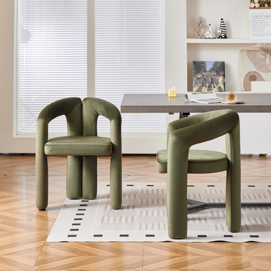Set da 2 sedie da pranzo, poltrone imbottite con braccioli, rivestimento in velluto, portata massima 150 kg, verde