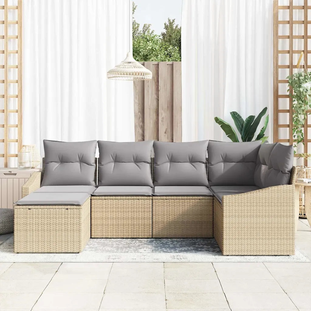 Set di divani con cuscino 6 pcs Beige polyrattan 3346790