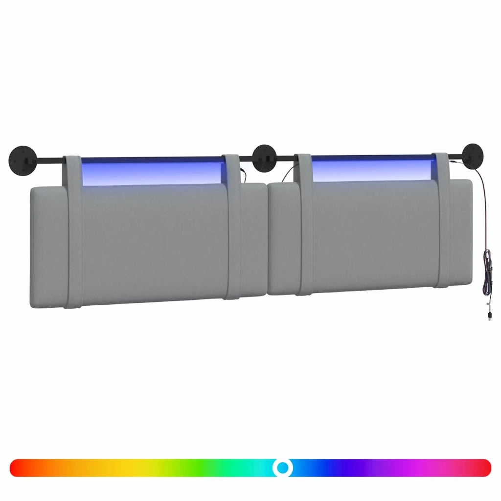 Testiera | Testata sospesa Con luce LED Grigio Chiaro Tessuto