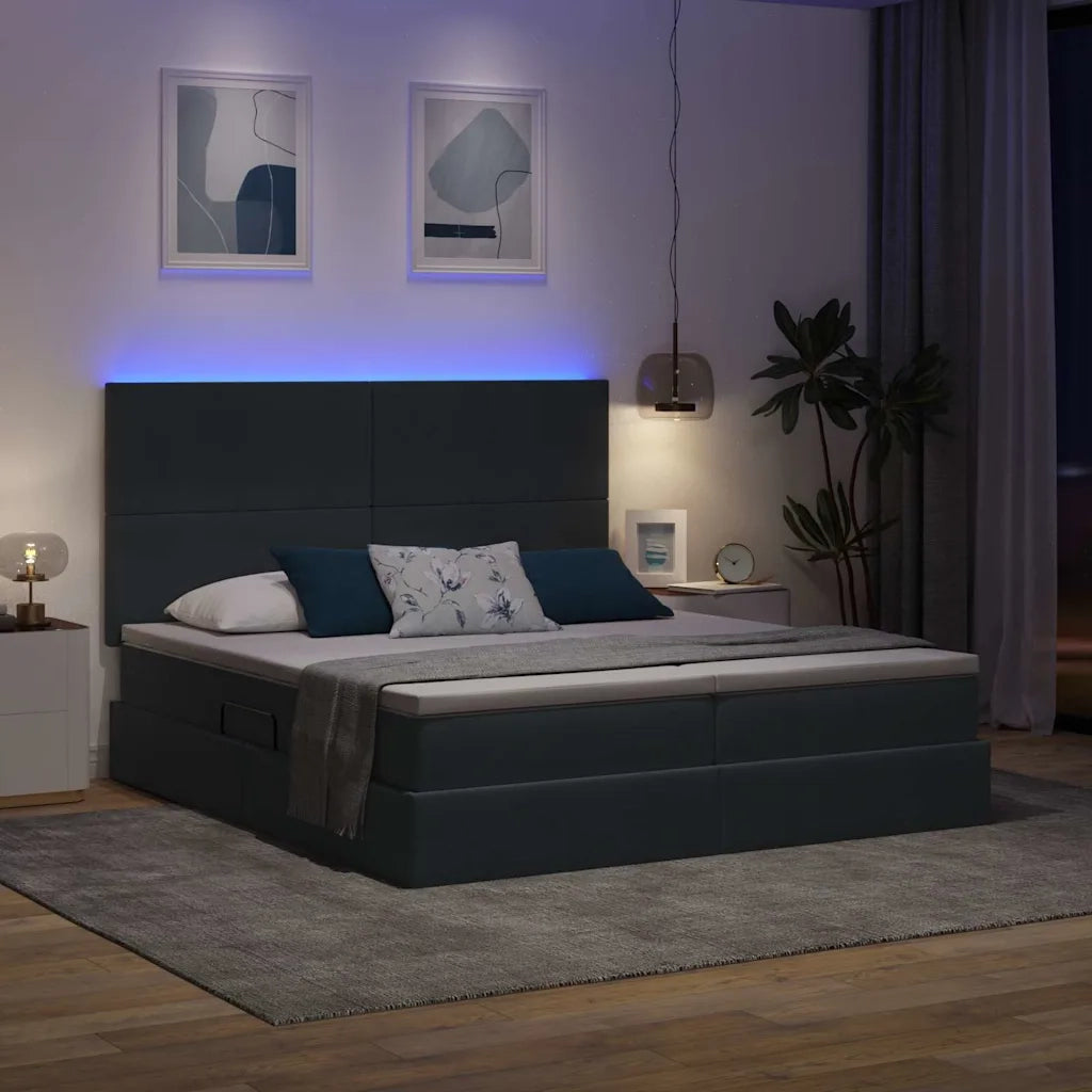 Letto con testiera Grigio scuro 200 x 200 cm Velluto