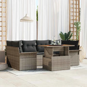 Set Divano da Giardino 7 pcs Grigio Poly Rattan