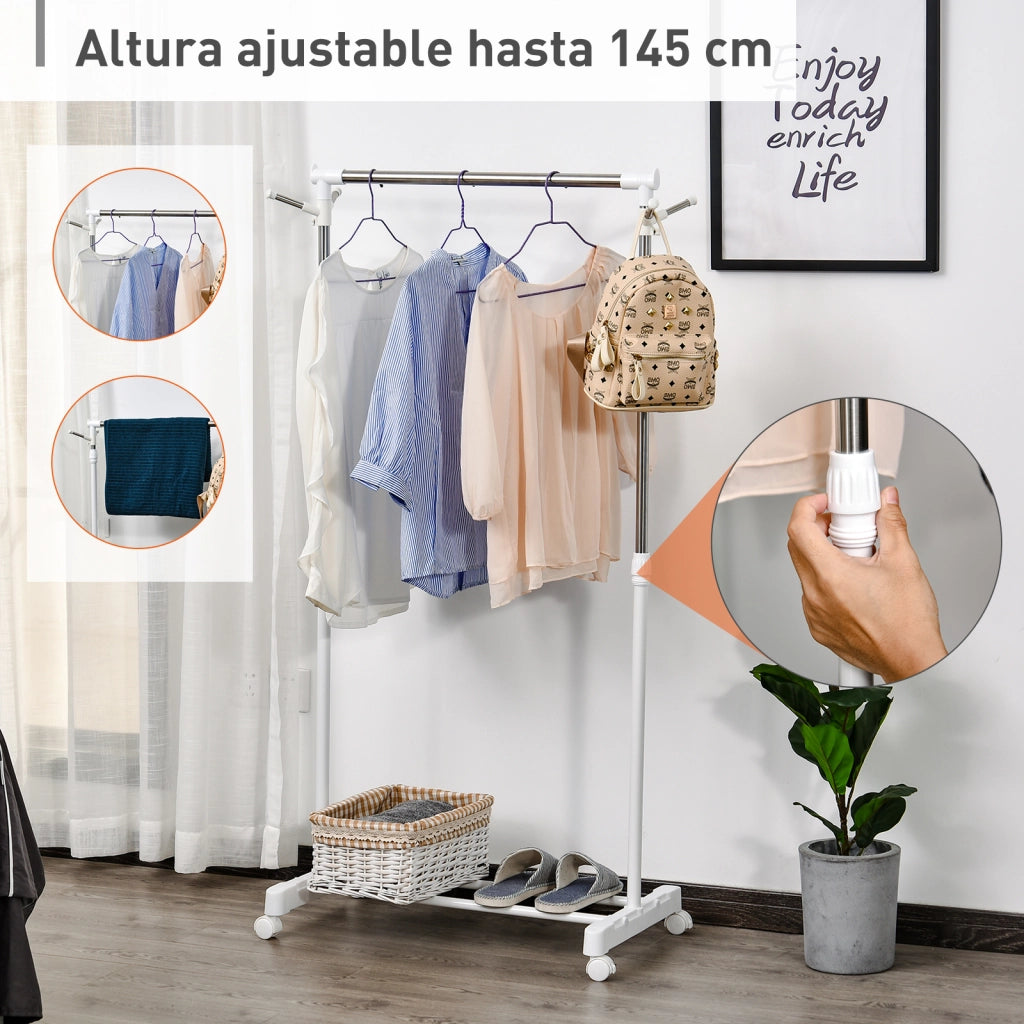 Armadio Portatile con Appendiabiti e Ripiani ¨C Minimal ¨C Bianco 68.5x42x87-145 cm