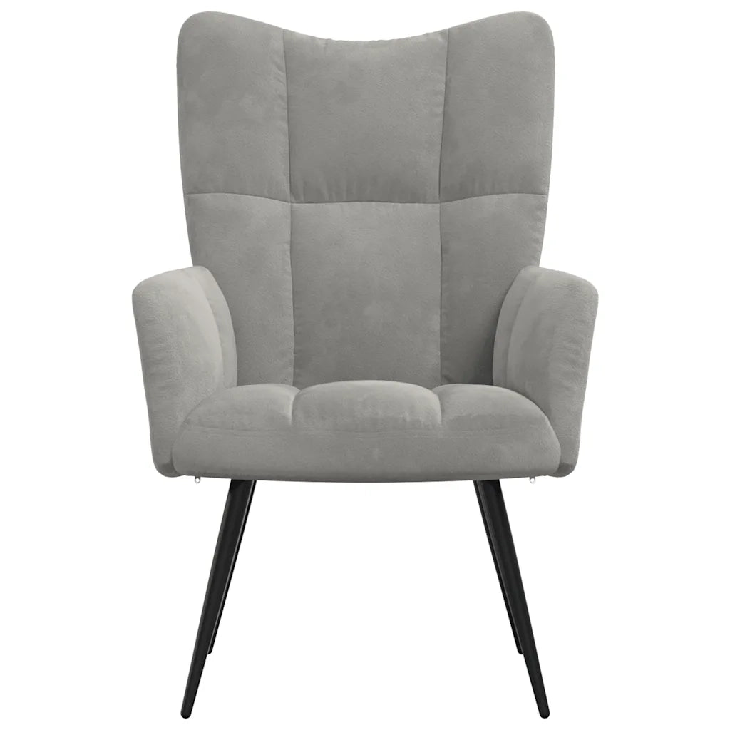 Poltrona | Sedia Relax Grigio Chiaro in Velluto