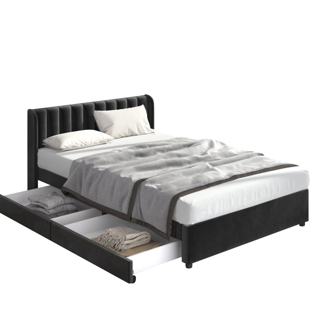 letto in velluto nero 160 x 200 cm