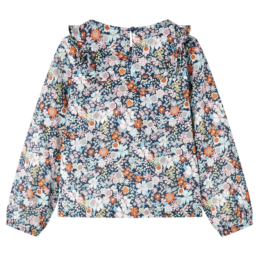 Camicia da Bambina a Maniche Lunghe Blu Scuro 128