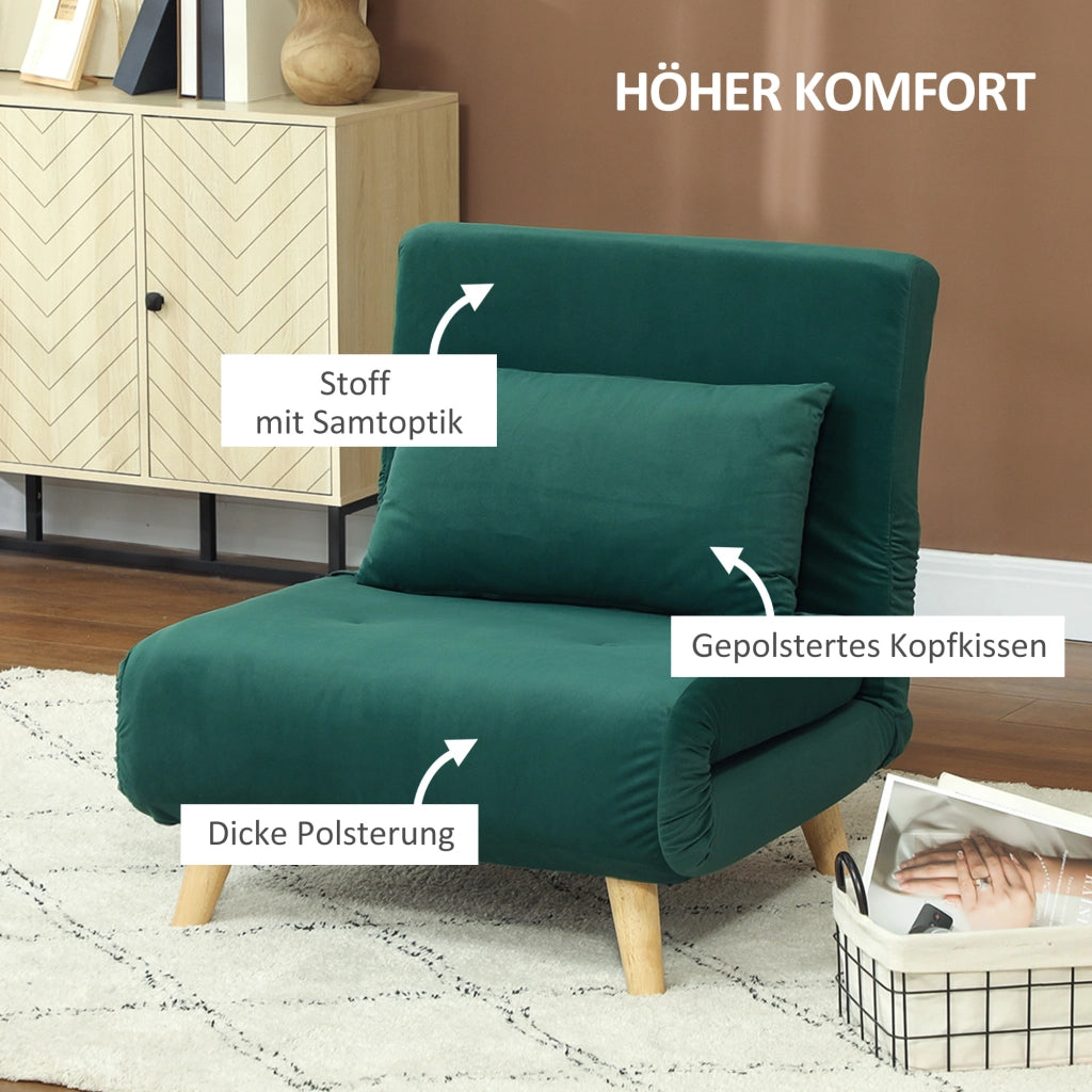 Poltrona Letto Pieghevole Regolabile ¨C Minimal ¨C Velluto Verde Scuro