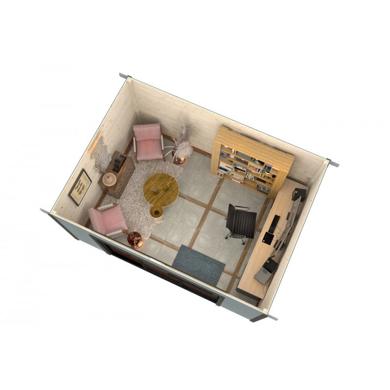 Casetta da giardino in legno 450x330 cm, pareti 28 mm con porta scorrevole vetrata larga, per deposito attrezzi esterno - Esterni da Vivere