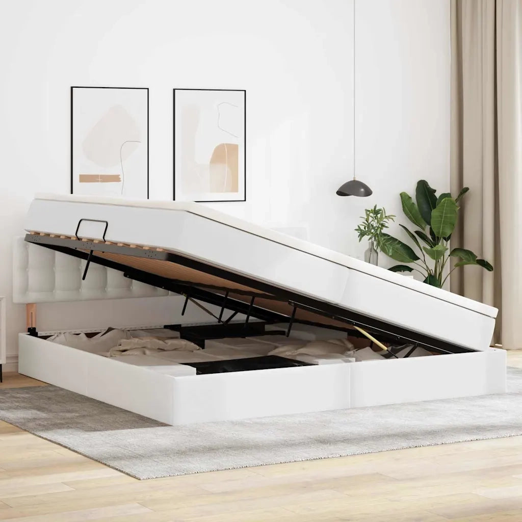 Letto con contenitore e LED con led Grigio chiaro 200 x 200 cm