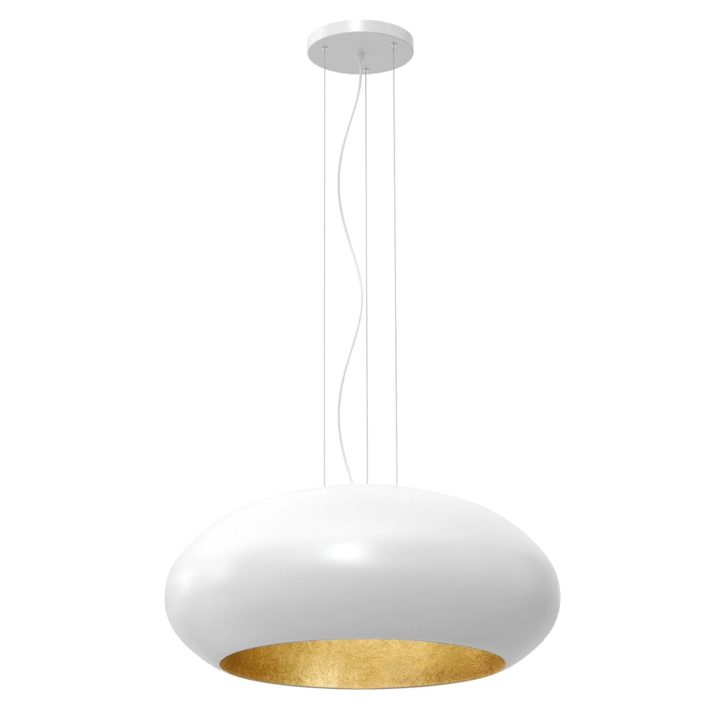 Sospensione ovale bianca interno oro Ø70 E27 Luminex