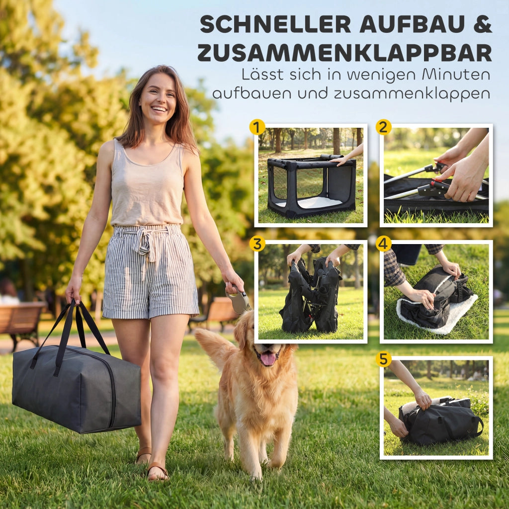 Trasportino pieghevole per cani ¨C Xylo ¨C con cuscino removibile lavabile, tessuto Oxford, verde militare, fino a 30kg