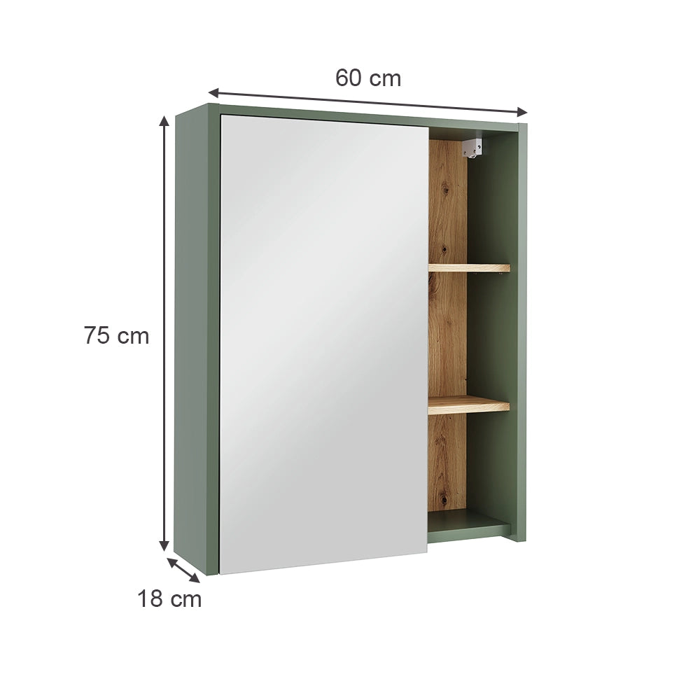 Vicco Mobile a specchio per il bagno Verde/Artigianale 60 x 75 cm