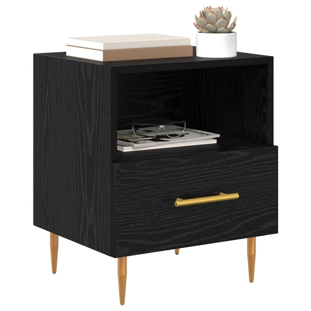 Comodino 2 pcs Nero 40 x 35 x 47,5 cm Legno multistrato 882080