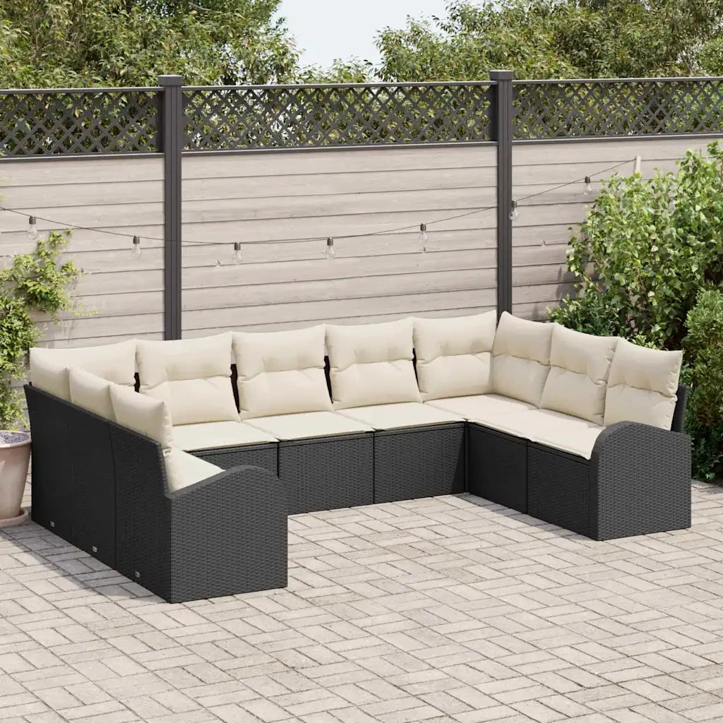 Set di divani con cuscino 9 pcs Nero Rattan in Polipropilene 3346197