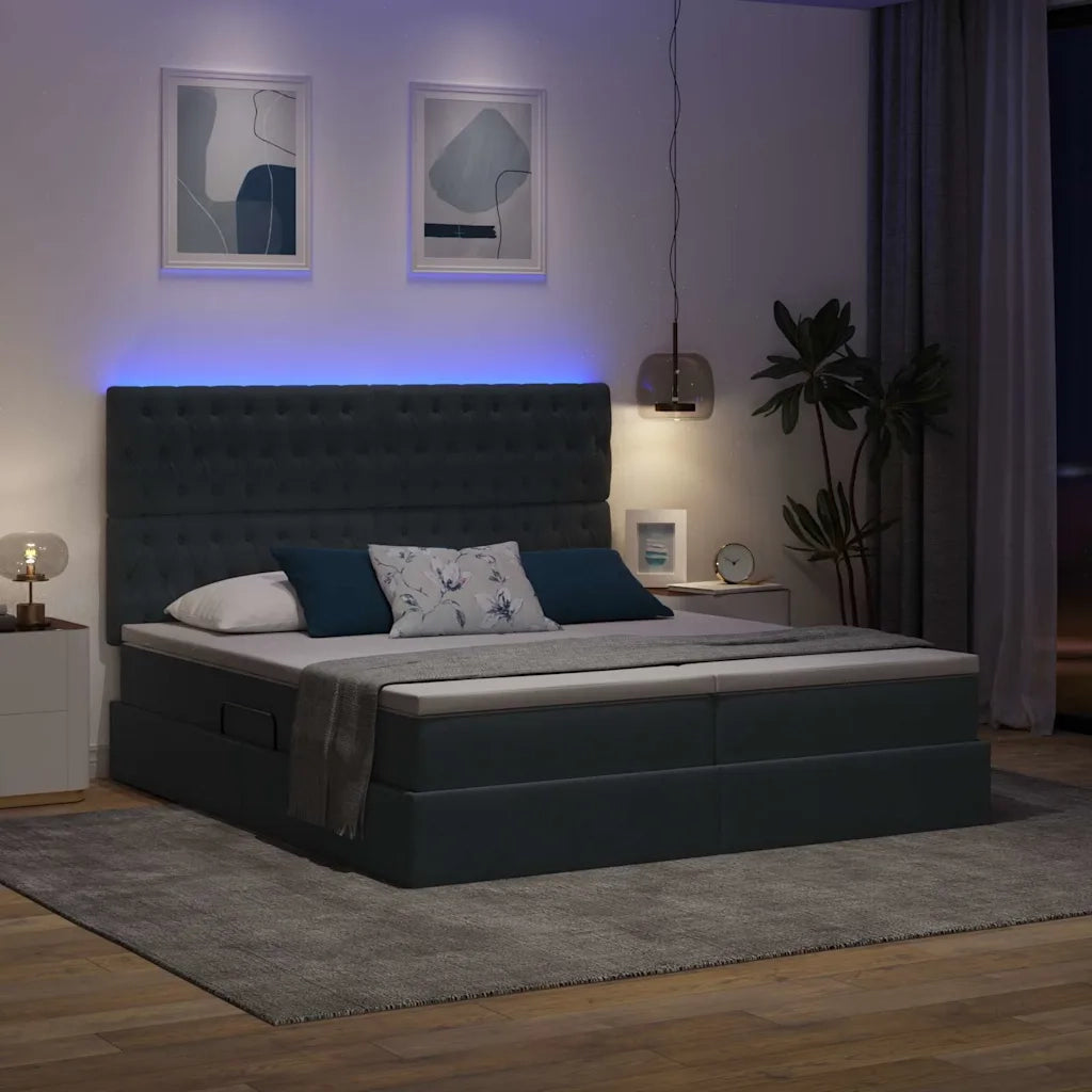 Letto con testiera Grigio scuro 200 x 200 cm Velluto
