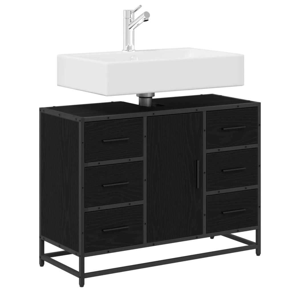 Mobile da Bagno | Armadio da bagno Rovere Nero 80 x 33 x 60 cm Legno multistrato