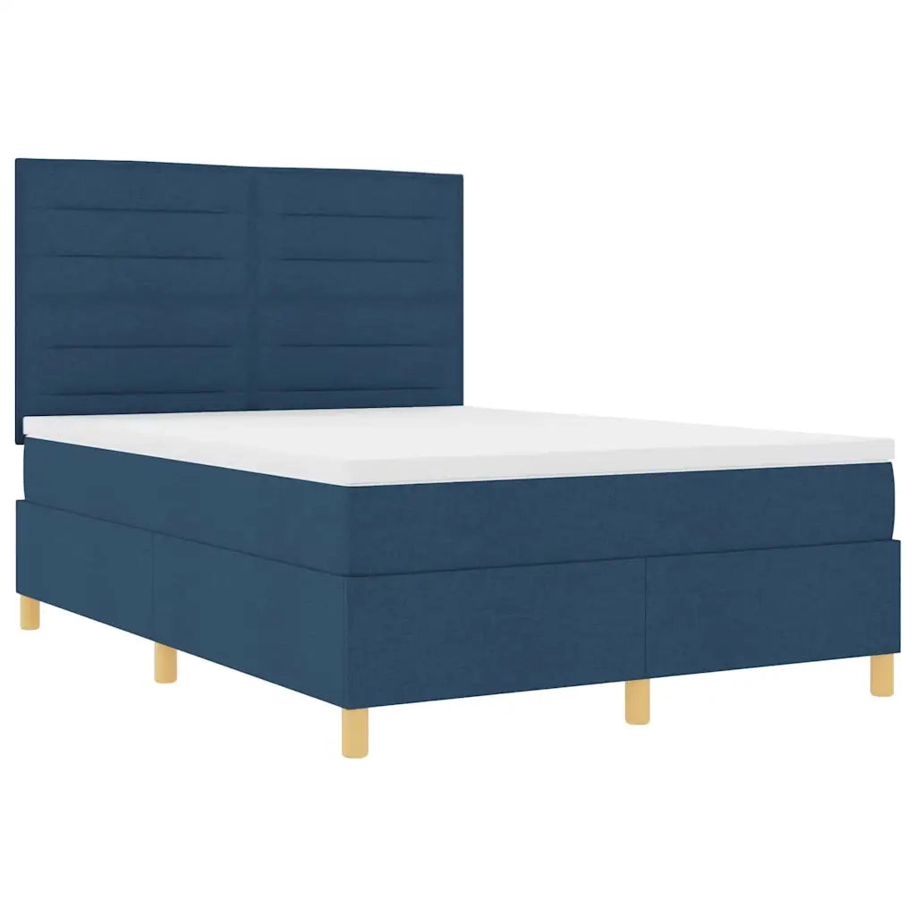 Letto a Sorgente LED con materasso Blu 140 x 190 cm Tessuto 3343025
