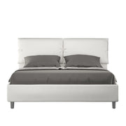 BS COM Letto matrimoniale con rete imbottito 160x210 similpelle bianco
