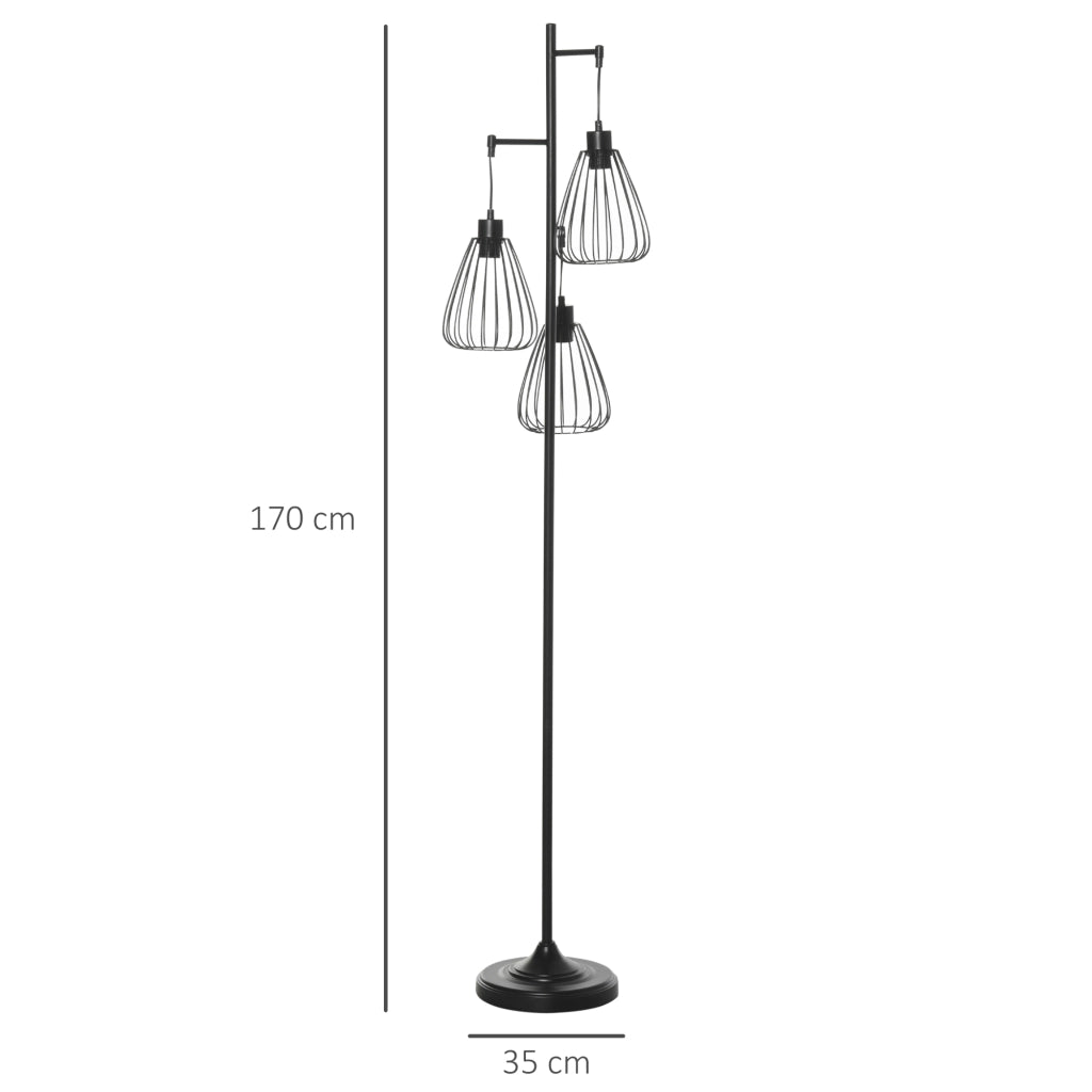 Lampada da Terra Industriale Vintage ¨C Minimal ¨C Nero, Metallo, §¶35x170cm