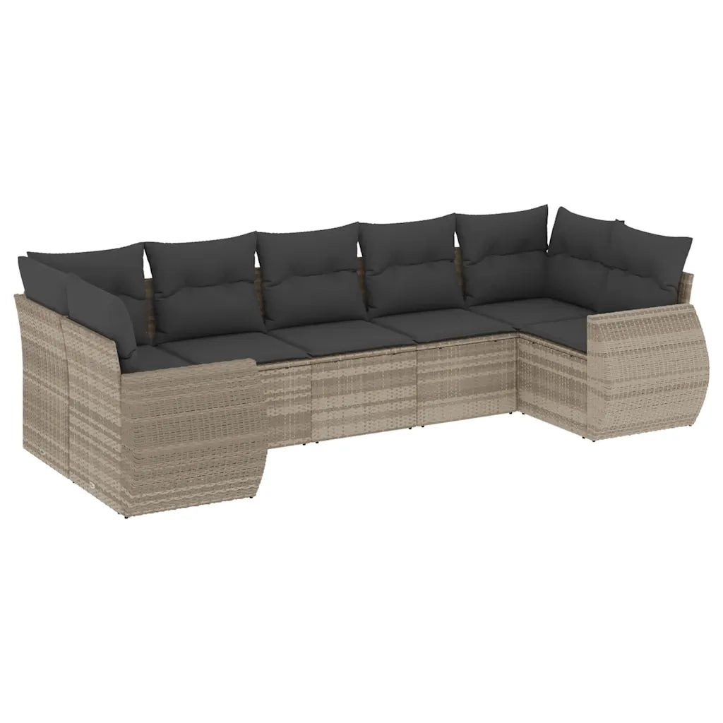 Set Divani da Giardino 7pz con Cuscini Grigio Chiaro Polyrattan 3221791